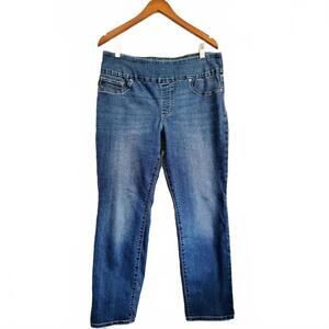 LEE Sculpting Slim Fit Slim Leg Mid Rise Jeans Pull On Wide Elastic Waistband Fa